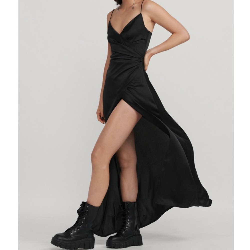 Satin Maxi Wrap Dress